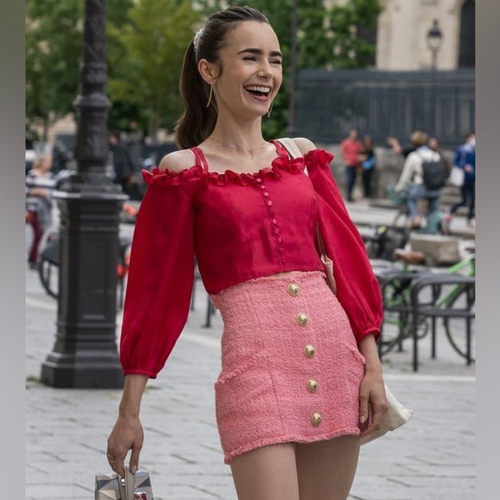 Balmain Pink A-Line Skirt with Gold Buttons - Picture 8 of 8